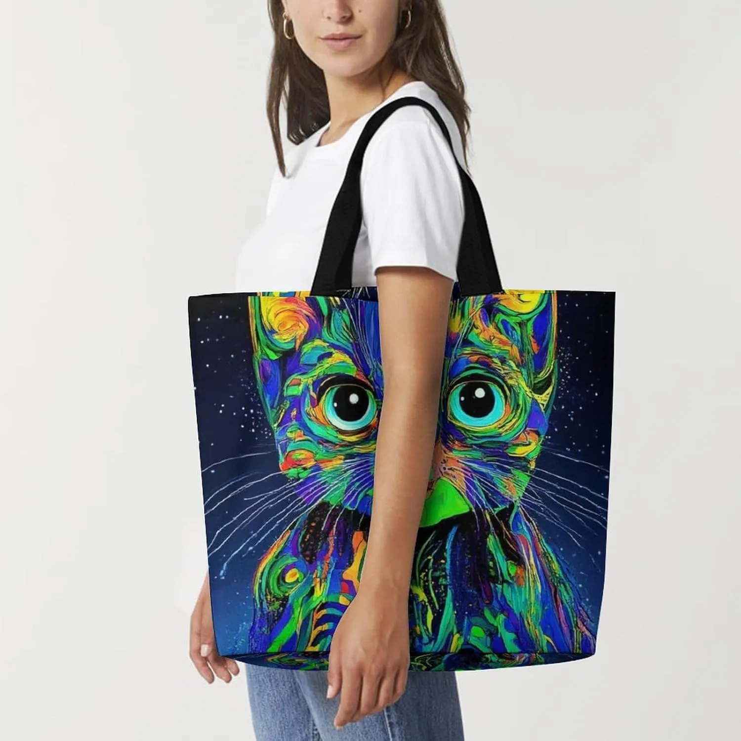 Womens Grocery Bag, Large Capacity Tote Bags Portable Reusable Shopping Shoulder Bag
