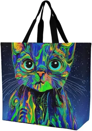 Womens Grocery Bag, Large Capacity Tote Bags Portable Reusable Shopping Shoulder Bag