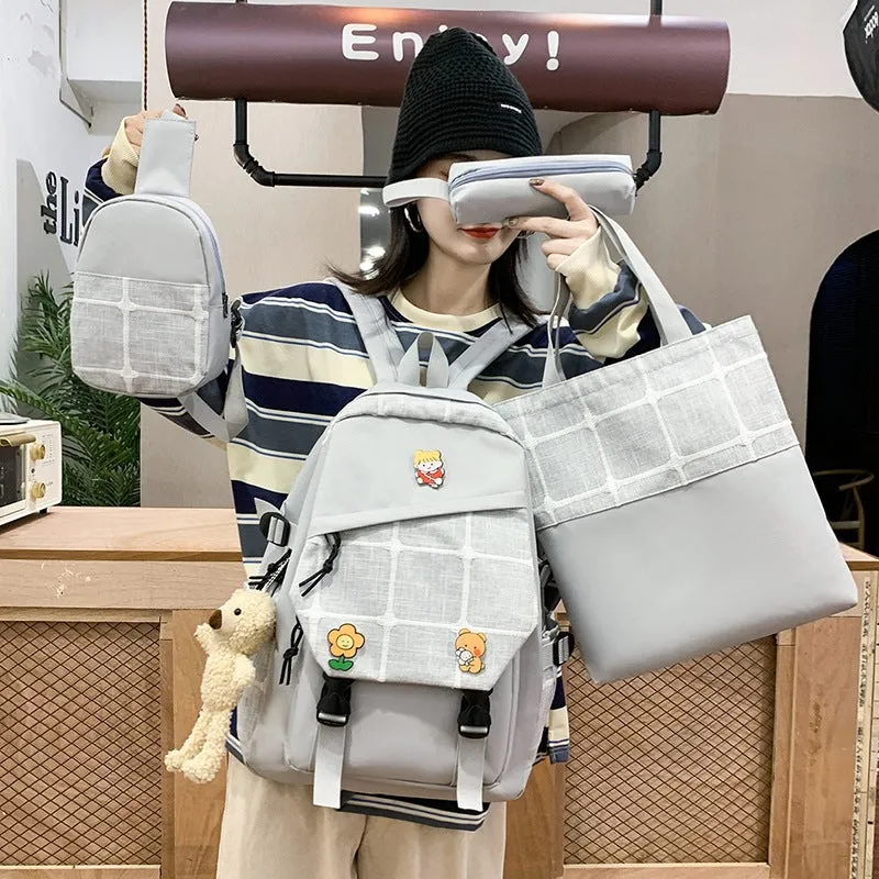 Women's Korean Fashion Plaid Grade To Primary Junior Backpacks