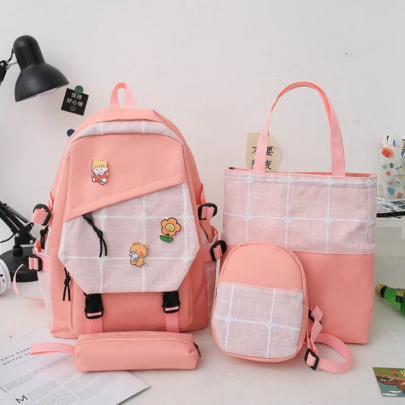 Women's Korean Fashion Plaid Grade To Primary Junior Backpacks