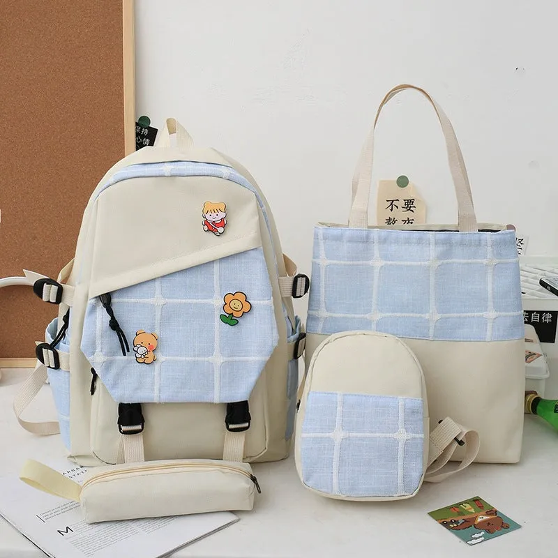 Women's Korean Fashion Plaid Grade To Primary Junior Backpacks