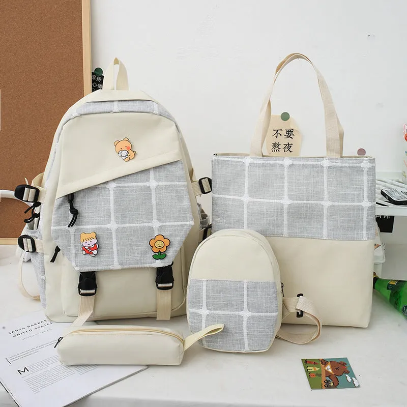 Women's Korean Fashion Plaid Grade To Primary Junior Backpacks
