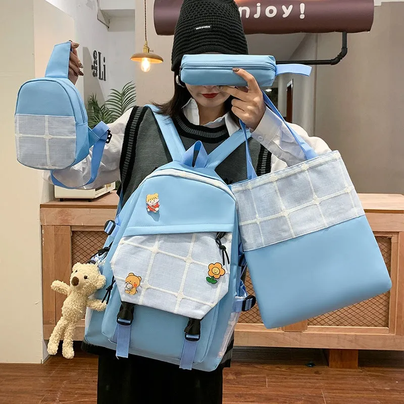 Women's Korean Fashion Plaid Grade To Primary Junior Backpacks