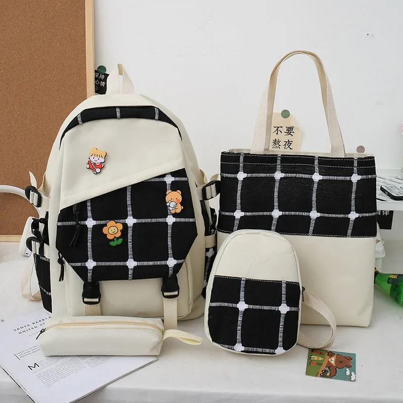 Women's Korean Fashion Plaid Grade To Primary Junior Backpacks