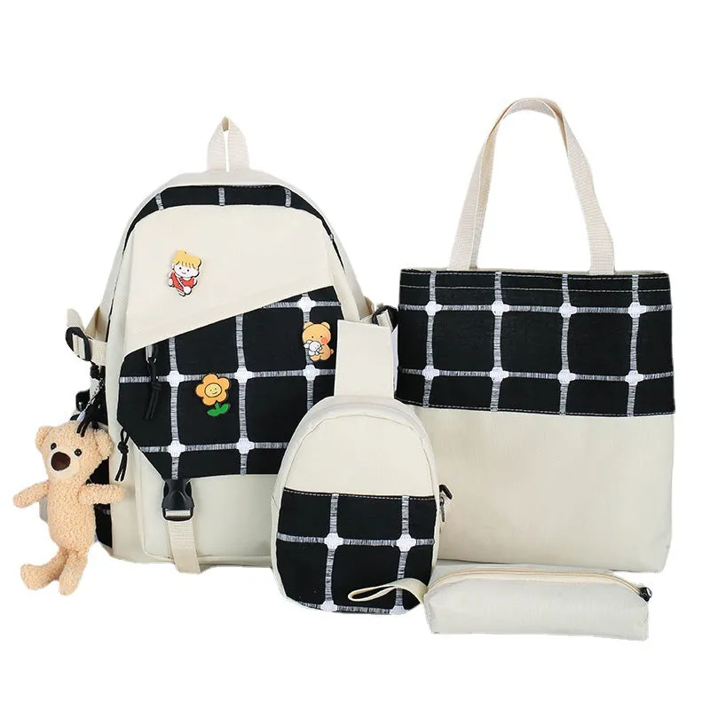Women's Korean Fashion Plaid Grade To Primary Junior Backpacks
