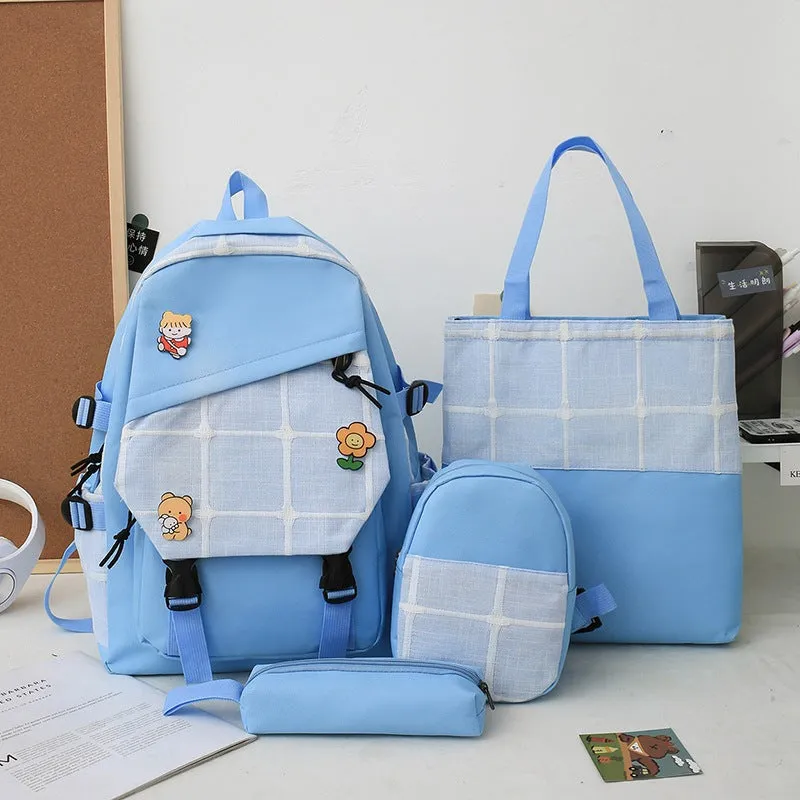 Women's Korean Fashion Plaid Grade To Primary Junior Backpacks