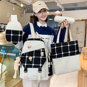 Women's Korean Fashion Plaid Grade To Primary Junior Backpacks