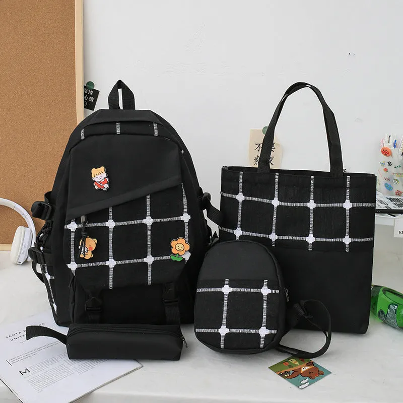 Women's Korean Fashion Plaid Grade To Primary Junior Backpacks