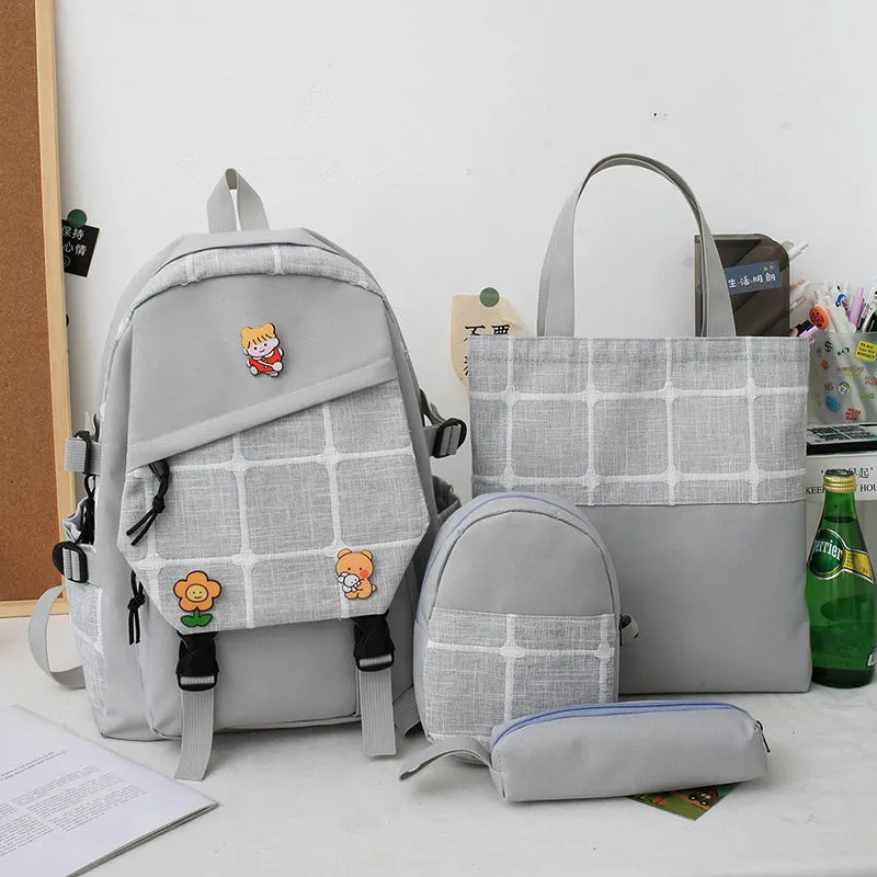 Women's Korean Fashion Plaid Grade To Primary Junior Backpacks