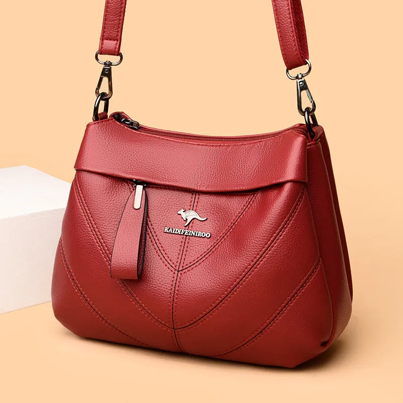 Women's Leather Multi Compartment Shoulder Bag