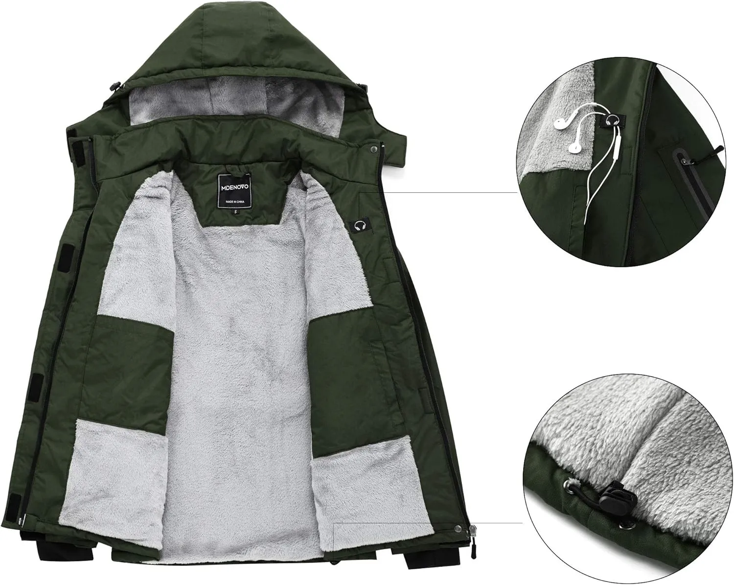 Women's Mountain Ski Jacket Waterproof Fleece Snowboard Winter Rain Coat