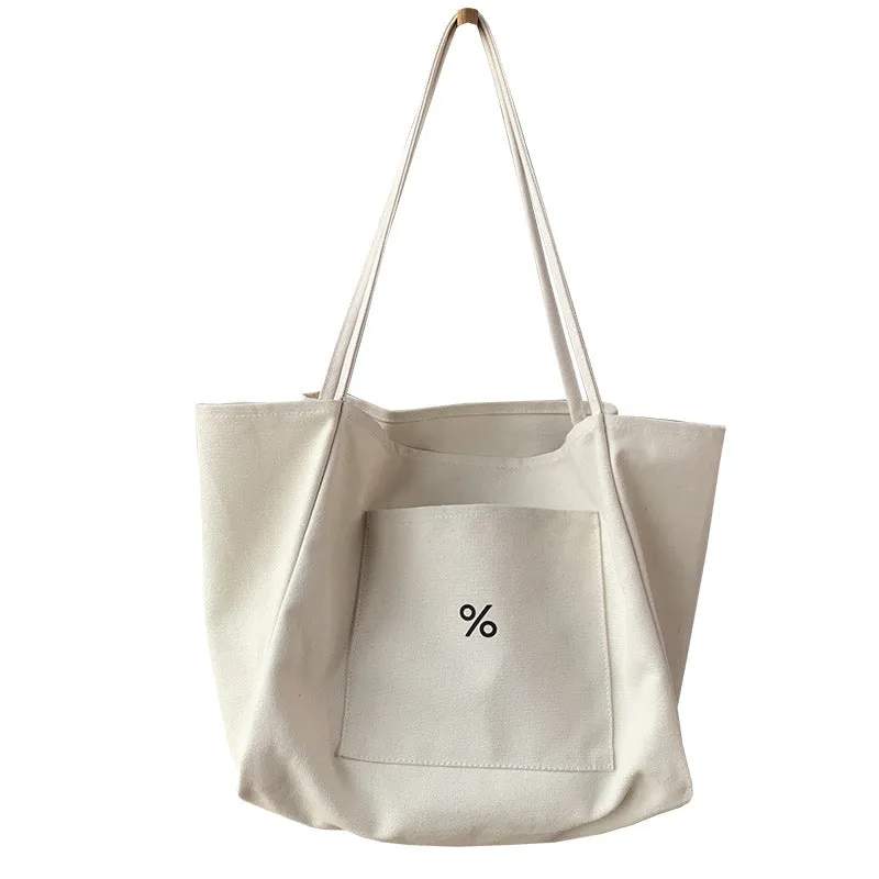 Women's Niche Canvas European Simple Large Capacity Class Thickened Shoulder Bags