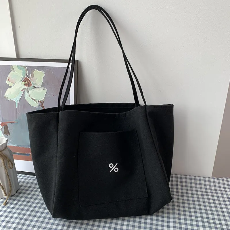 Women's Niche Canvas European Simple Large Capacity Class Thickened Shoulder Bags