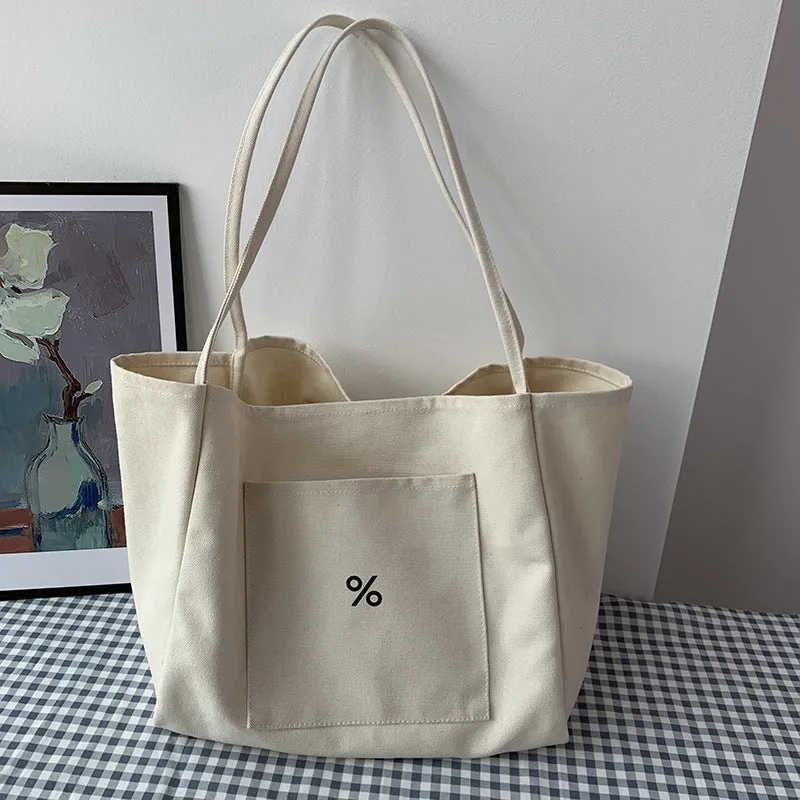 Women's Niche Canvas European Simple Large Capacity Class Thickened Shoulder Bags