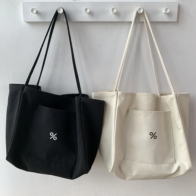 Women's Niche Canvas European Simple Large Capacity Class Thickened Shoulder Bags