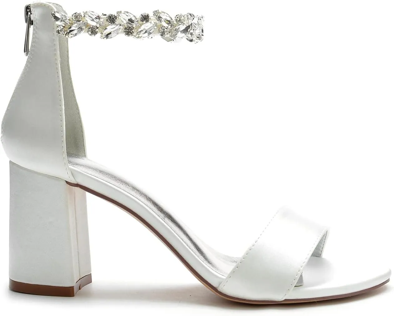 Women's Open Toe Chunky Block High Heel Crystal Wedding Shoes Evening Prom Dance Party Ankle Strap Dress Pump Shoes Sandals