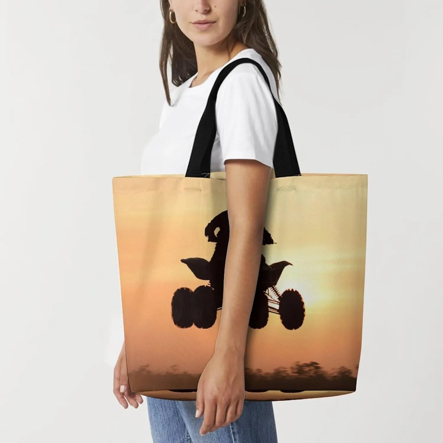 Women's Reusable Grocery Shopping Bag, Portable Shoulder Bag Casual Large Tote Bags