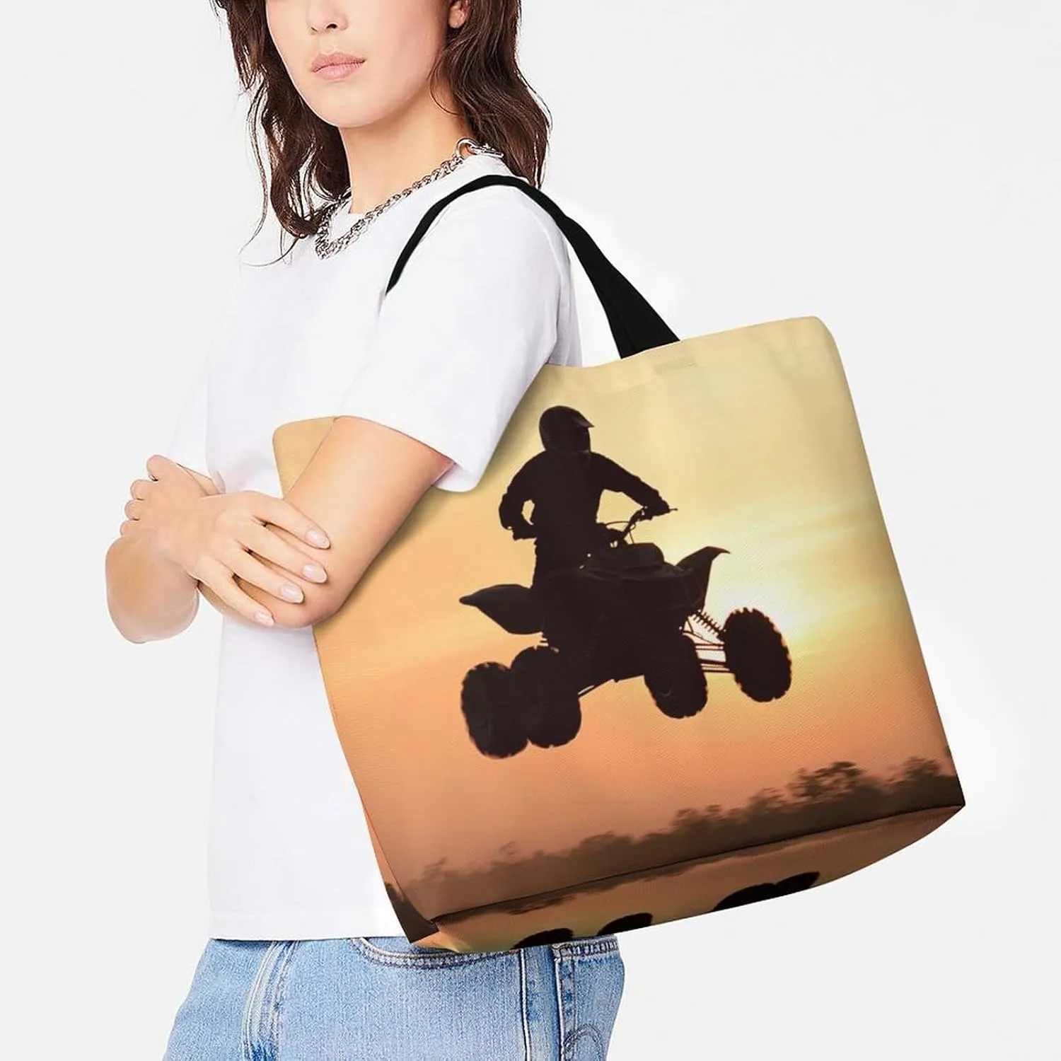 Women's Reusable Grocery Shopping Bag, Portable Shoulder Bag Casual Large Tote Bags