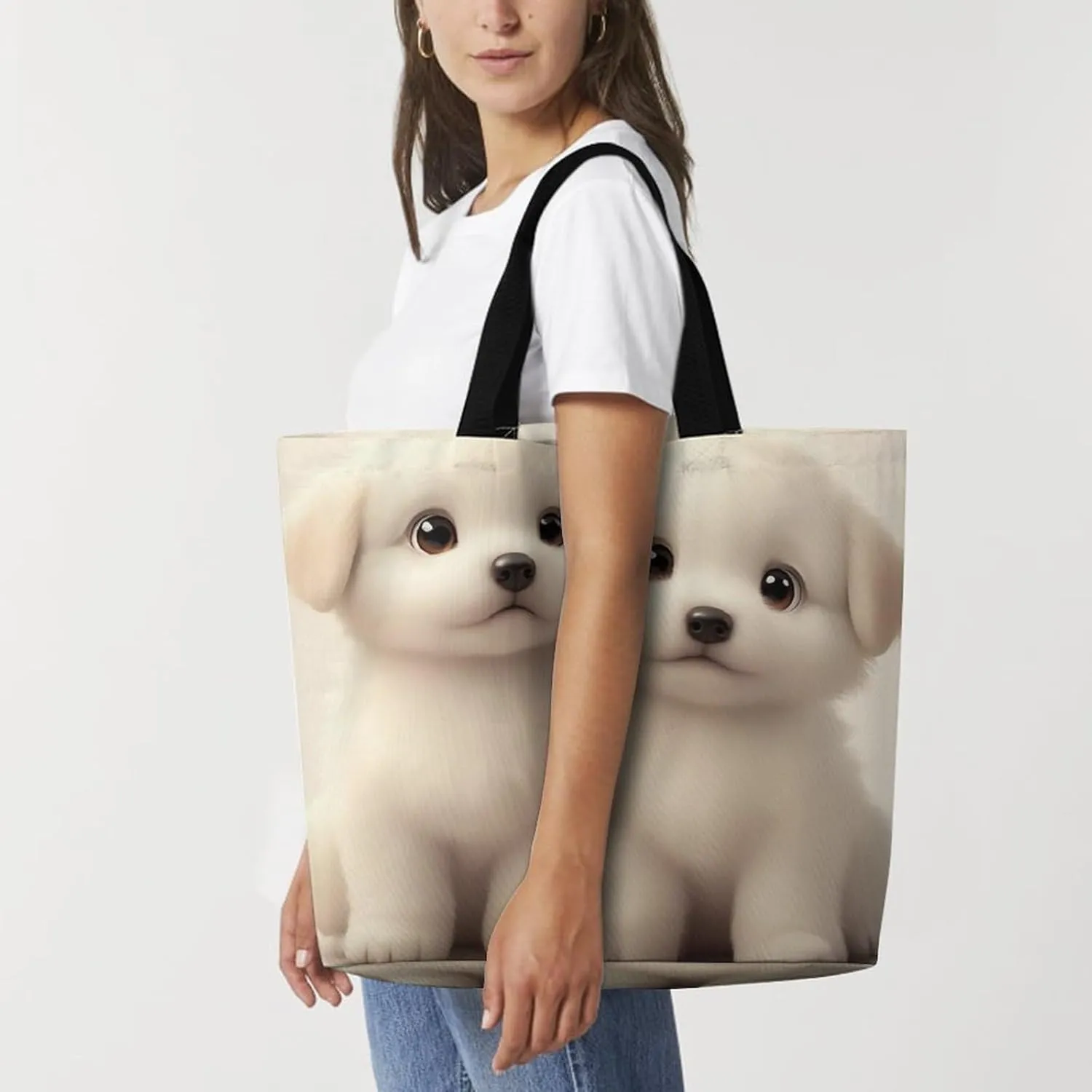Women's Reusable Tote Bag, Portable Shoulder Handbags Large Capacity Casual Shopping Bags