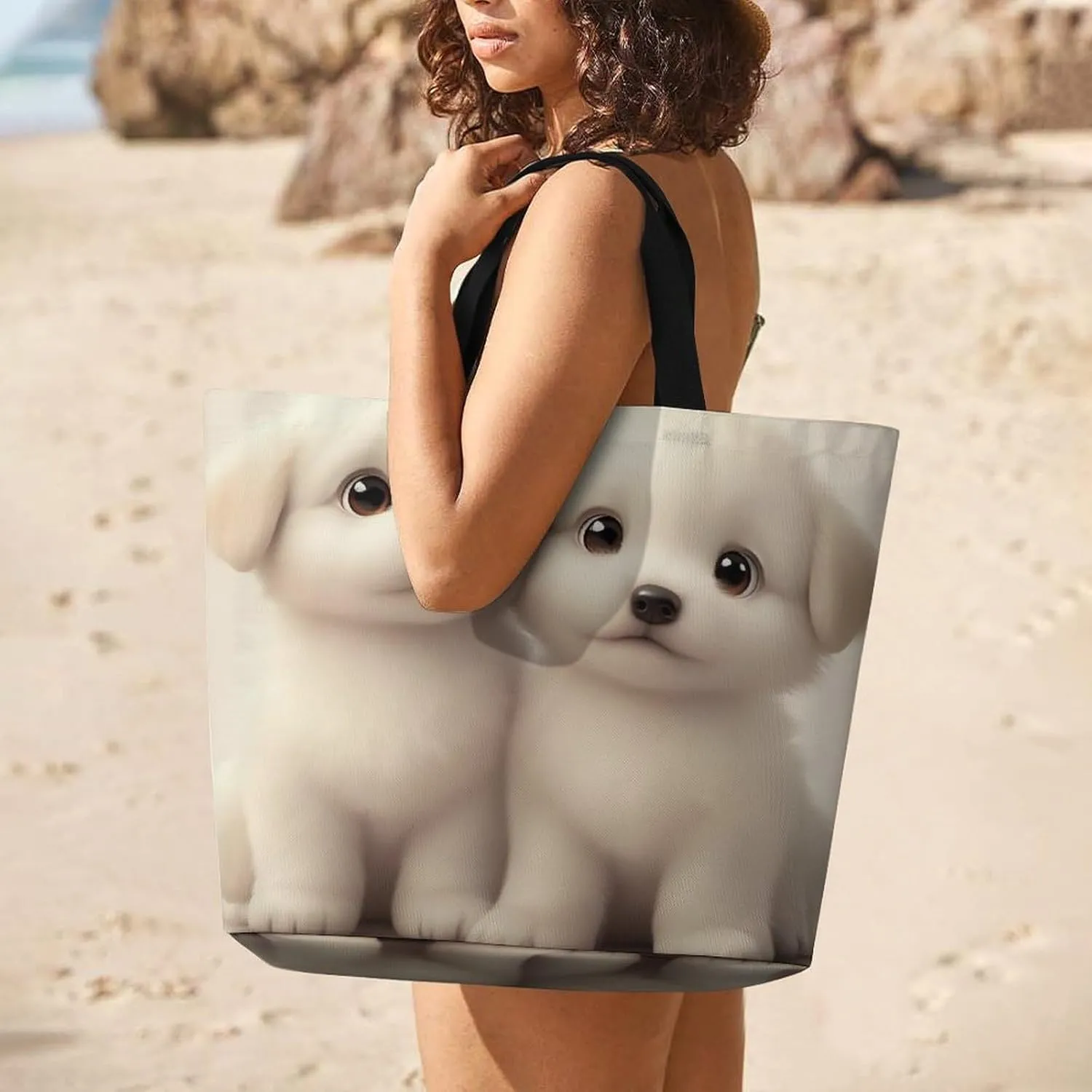 Women's Reusable Tote Bag, Portable Shoulder Handbags Large Capacity Casual Shopping Bags