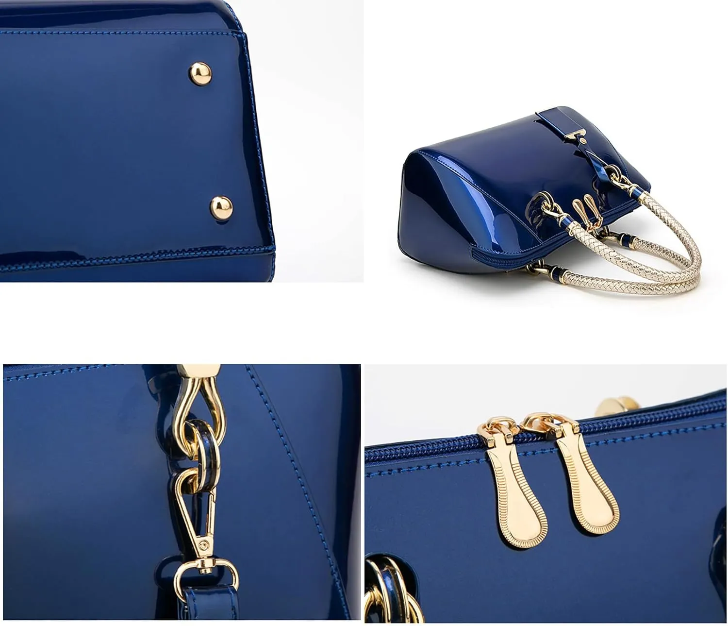 Women's Shiny Tote Patent Leather Top Handle Bags Fashion Elegant Evening Purse Party Satchel