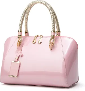 Women's Shiny Tote Patent Leather Top Handle Bags Fashion Elegant Evening Purse Party Satchel