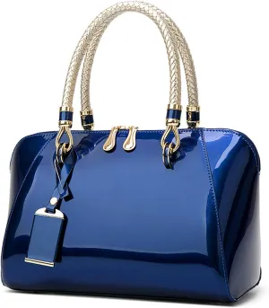 Women's Shiny Tote Patent Leather Top Handle Bags Fashion Elegant Evening Purse Party Satchel