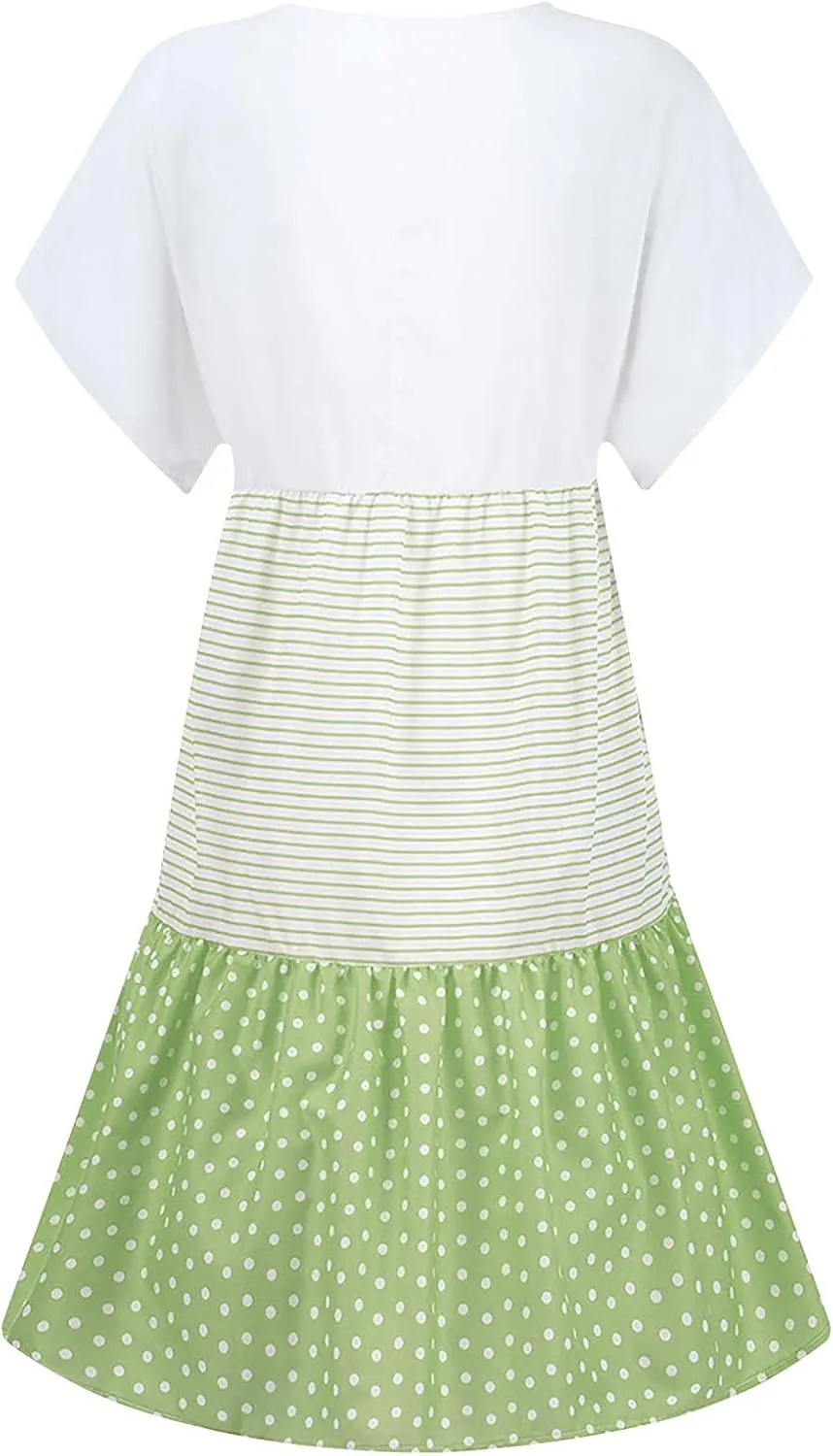 Womens Short Sleeve Loose Sun Dress V-Neck Summer Beach Dresses Casual Comfortable Clothes