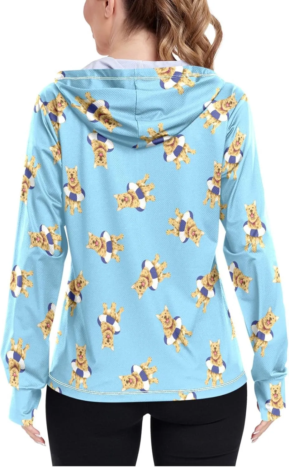 Women'S UPF 50  Uv Sun Protection Clothing Golden Retriever Dog Zipper Jacket Long-Sleeved Hoodie