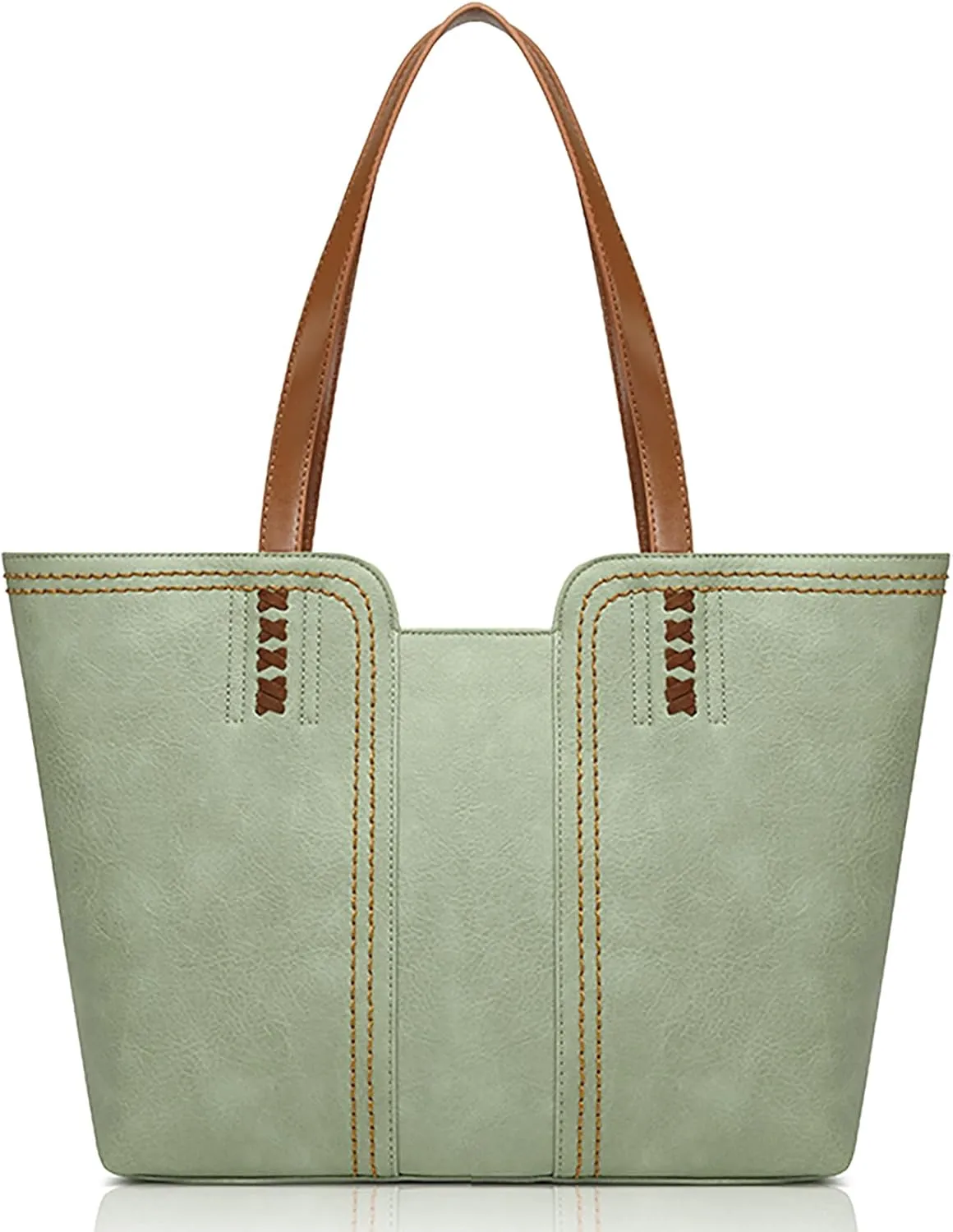 Women's Vegan Leather Tote Purses with Zipper Casual Shoulder Bags Large Capacity Handbags