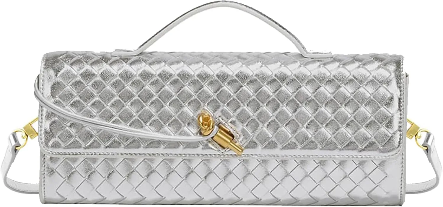 Woven Evening Clutch Purses Shoulder Handbag Crossbody Bags with Adjustable Shoulder Strap Trendy Handmade