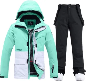 WOWULOVELY Women's Winter Skisuit Waterproof Windproof Ski Jacket and Pants Insulated Snowsuit Snowboarding Coat