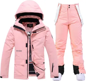 WOWULOVELY Women's Winter Skisuit Waterproof Windproof Ski Jacket and Pants Insulated Snowsuit Snowboarding Coat