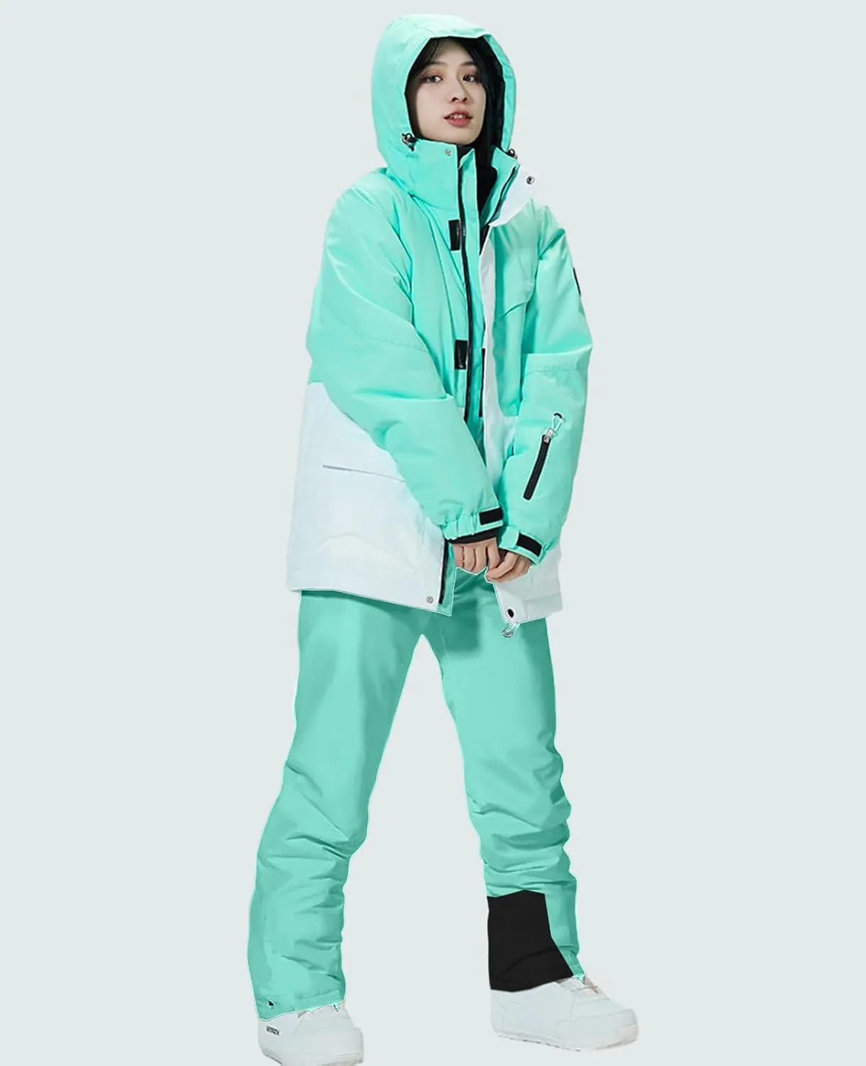 WOWULOVELY Women's Winter Skisuit Waterproof Windproof Ski Jacket and Pants Insulated Snowsuit Snowboarding Coat
