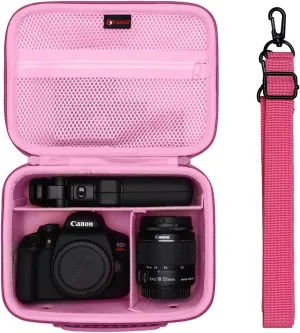 XANAD Camera Case Compatible with Canon EOS Rebel T7 / R100 / R50 / R6 Mark II / R8 / T100, Sony, Nikon DSLR Camera, Lens, Tripod, with 4 Pieces of Dividers and Shoulder Strap(Pink)