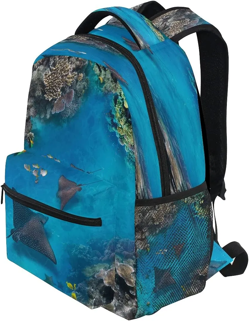 xigua Sea Stingray Print Computer Backpack - Lightweight School Bag for Boys Girls Tenns