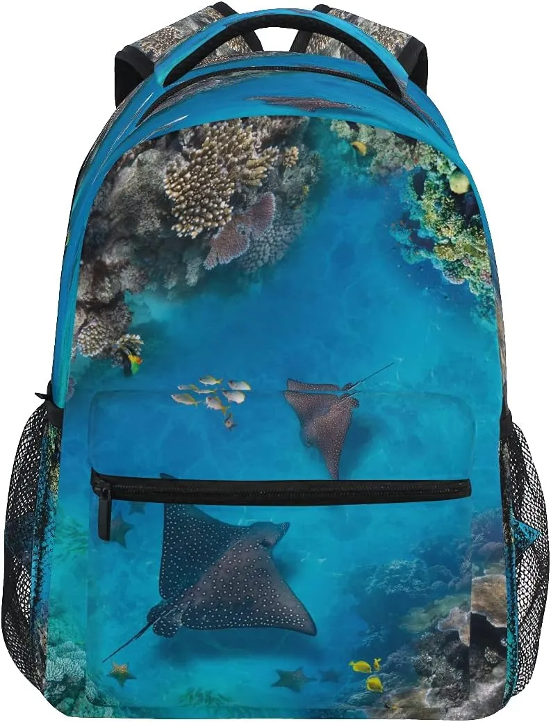 xigua Sea Stingray Print Computer Backpack - Lightweight School Bag for Boys Girls Tenns