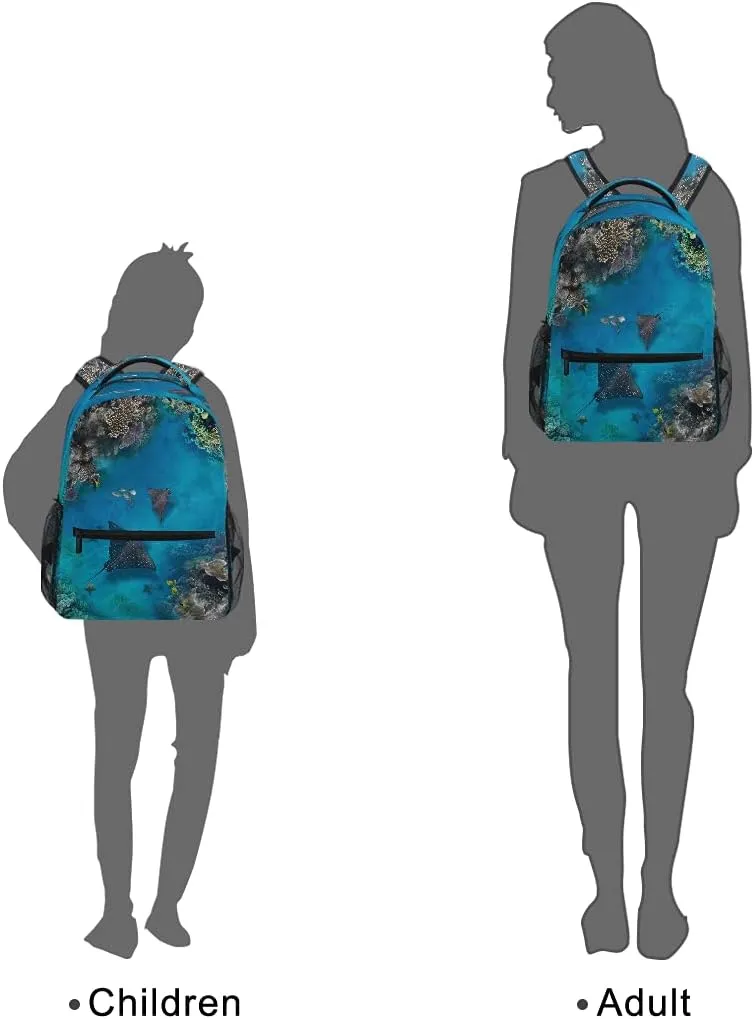 xigua Sea Stingray Print Computer Backpack - Lightweight School Bag for Boys Girls Tenns