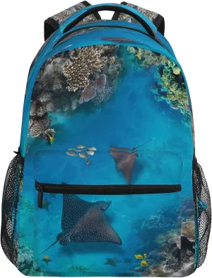xigua Sea Stingray Print Computer Backpack - Lightweight School Bag for Boys Girls Tenns