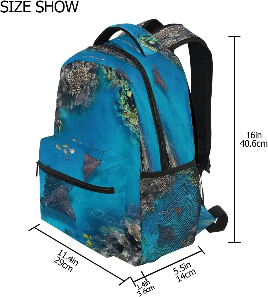 xigua Sea Stingray Print Computer Backpack - Lightweight School Bag for Boys Girls Tenns