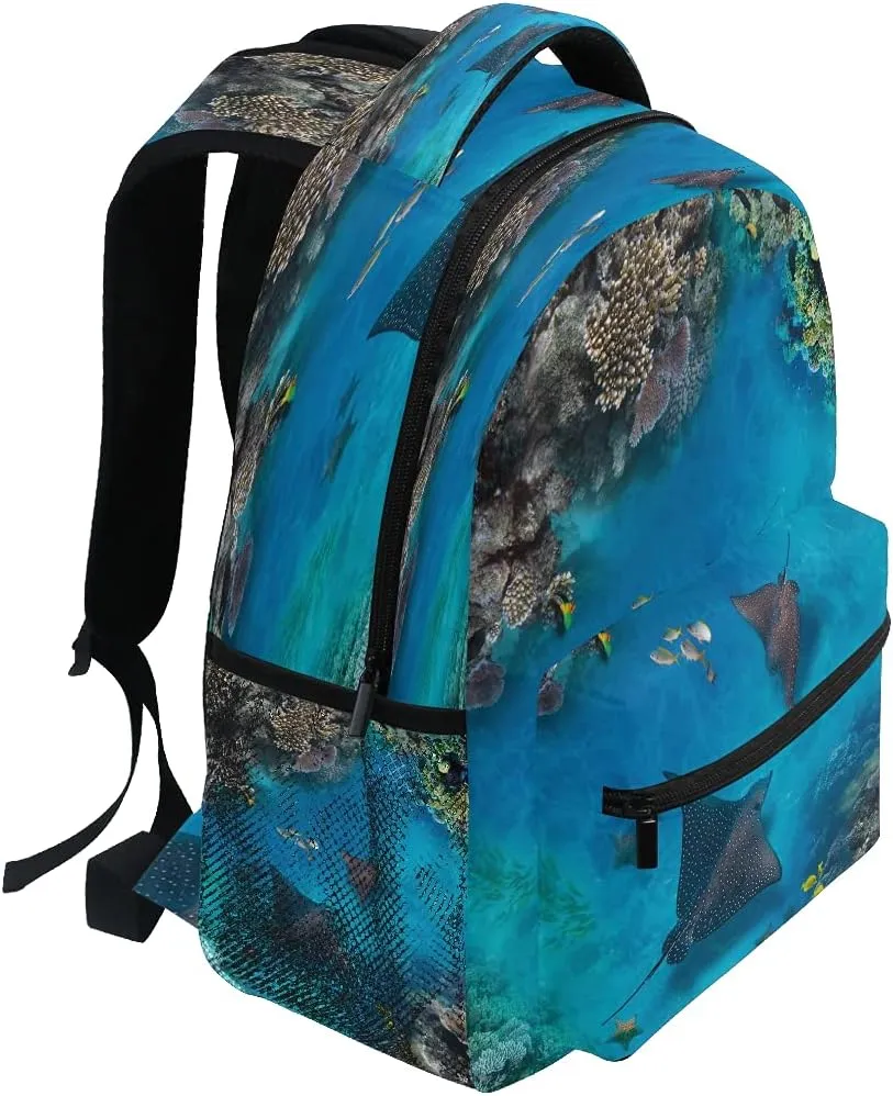 xigua Sea Stingray Print Computer Backpack - Lightweight School Bag for Boys Girls Tenns