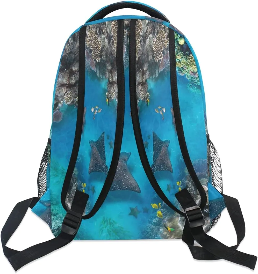 xigua Sea Stingray Print Computer Backpack - Lightweight School Bag for Boys Girls Tenns