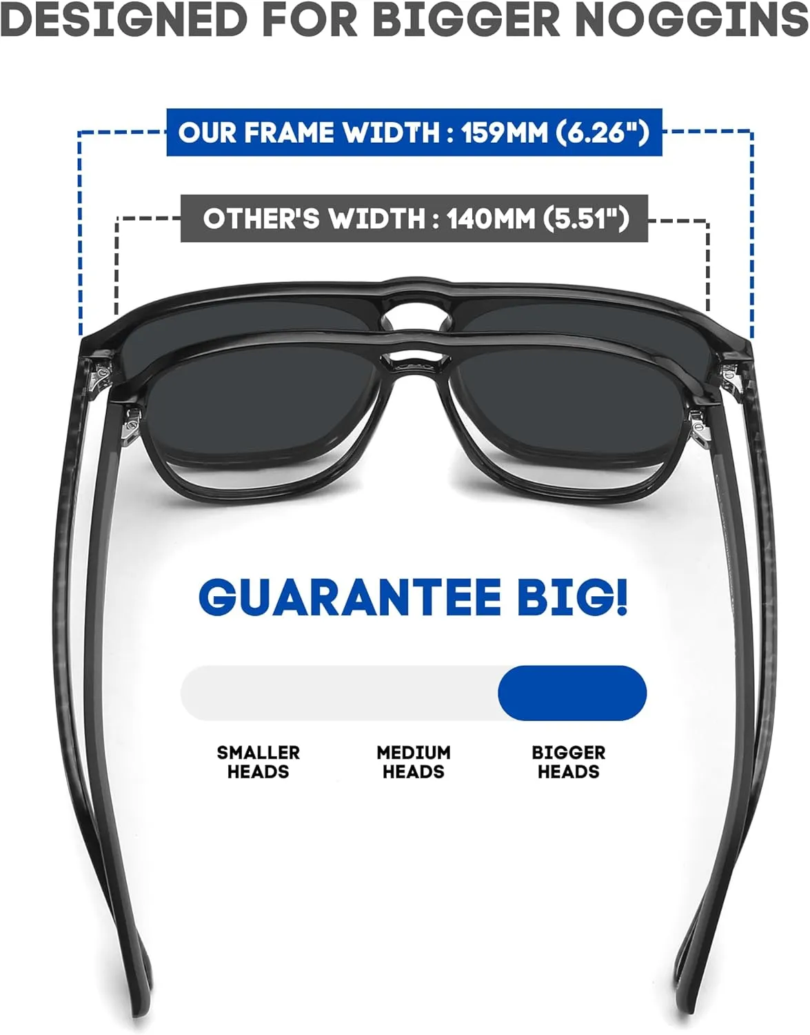XXL Size Extra Large 159MM Polarized Square Aviator Sunglasses Big Wide Heads Men Ultralight UV400 Protection Glasses