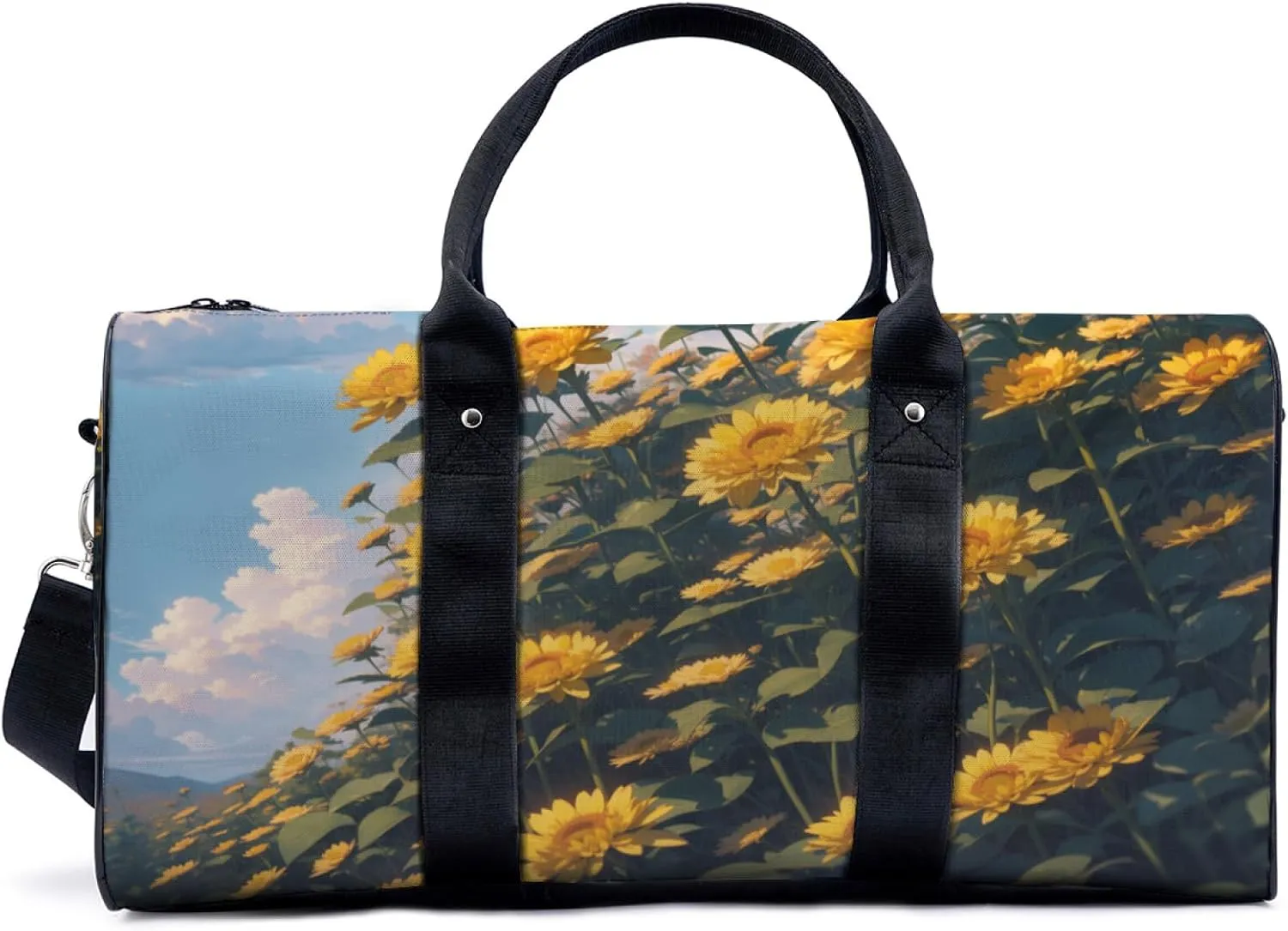 Yellow sunflower bush (3) Travel Duffel Bag for Woman Weekender Bag Man Tote Gym Bag Sport Gym Bag Hospital Bag for Labor and Delivery Overnight Bag Luggage Bag