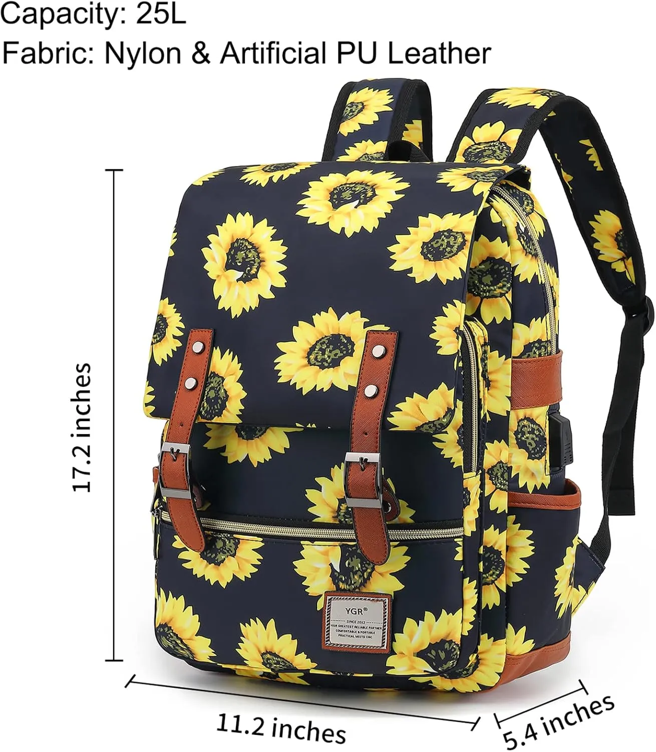 YGR Floral Laptop Backpack for Women, Female, School, Travel, Business, Outdoor Sports, Office, Work