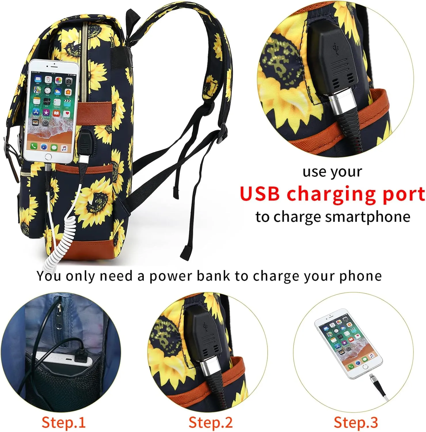YGR Floral Laptop Backpack for Women, Female, School, Travel, Business, Outdoor Sports, Office, Work