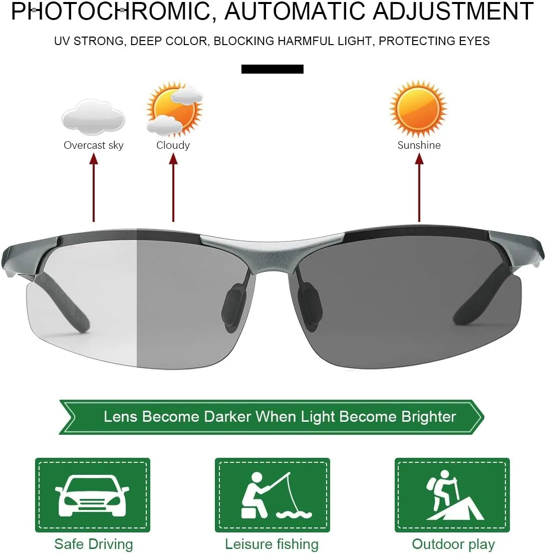 YIMI Polarized Photochromic Sunglasses for Men Women Outdoor Sports Driving Anti Glare UV400 Protection z87 Safety Glasses