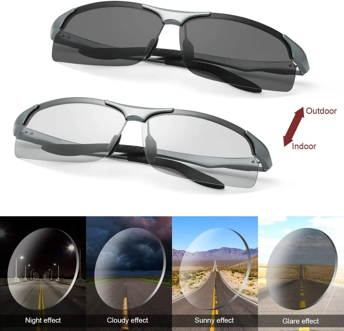 YIMI Polarized Photochromic Sunglasses for Men Women Outdoor Sports Driving Anti Glare UV400 Protection z87 Safety Glasses