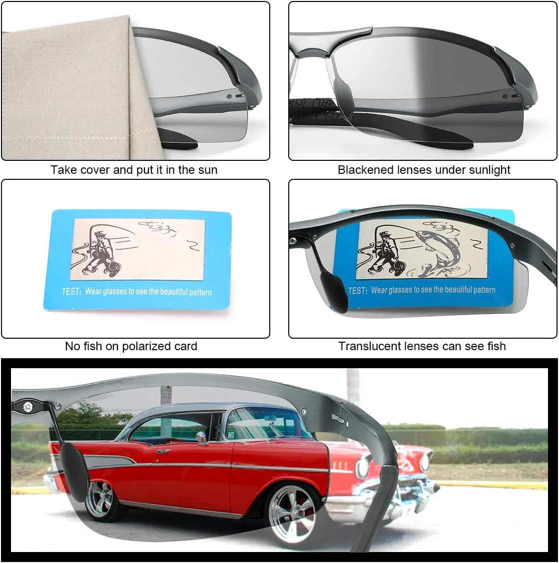 YIMI Polarized Photochromic Sunglasses for Men Women Outdoor Sports Driving Anti Glare UV400 Protection z87 Safety Glasses