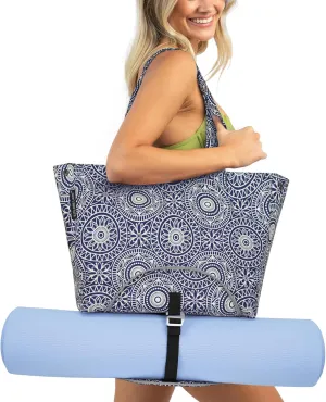Yoga Bags for Women with Large Pocket Pilates Tote Bag for Gym Beach Workout - Fits Water Bottles and All Size Mats